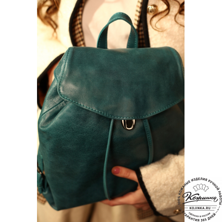  Женский кожаный рюкзак "Паулина" (изумруд) 